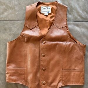 Vintage Pioneer Wear Brown Leather Western Vest Men’s 42